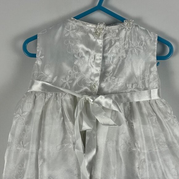 Zighi Baby Baptism Fit Flare Dress & Cardigan Size 6M White Floral Round Neck - Picture 7 of 13